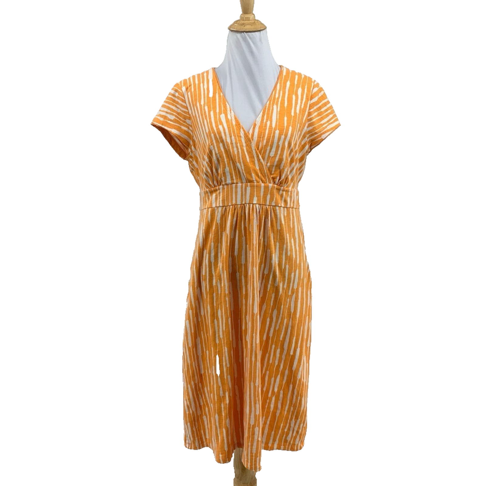Boden Dress Womens 8 White Kumquat Cotton Blend Empire Waist Short Sleeve